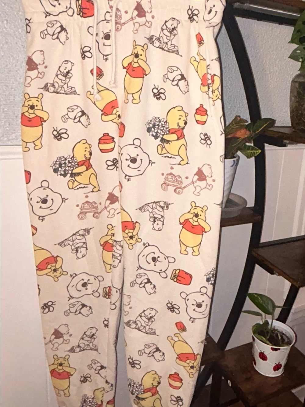 Disney Winnie the Pooh Cream Pajama Pants with Yellow & Red Prints